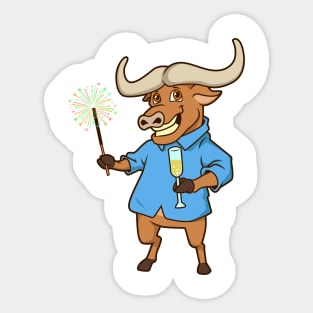 Buffalo with sparkler - Happy New Year Sticker